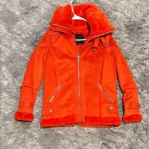 River Island Bright Orange Aviator Jacket